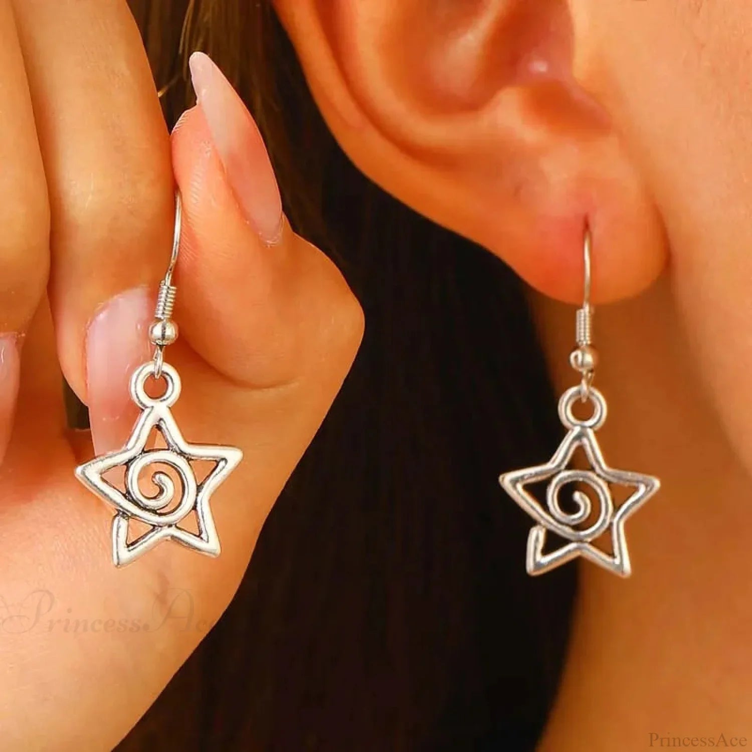 Dark Spiky Ebony Flow Oil Love Earring