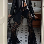 Dark Thin Lace Flared Pant