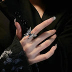 Dark Y2K Butterfly Fluid Metal Circle