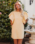 Davina Cotton Pocketed Mini Dress Yellow