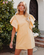 Davina Cotton Pocketed Mini Dress Yellow