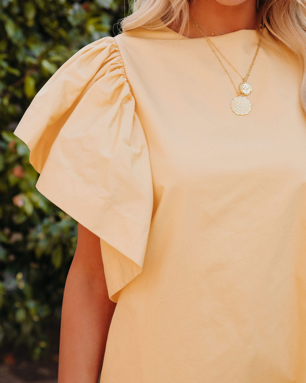 Davina Cotton Pocketed Mini Dress Yellow
