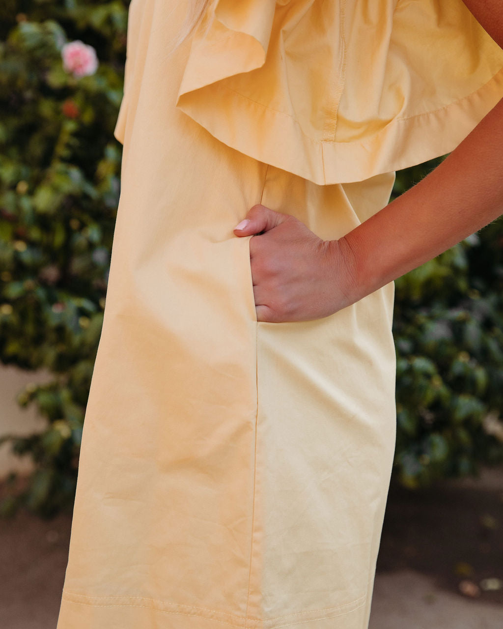Davina Cotton Pocketed Mini Dress Yellow