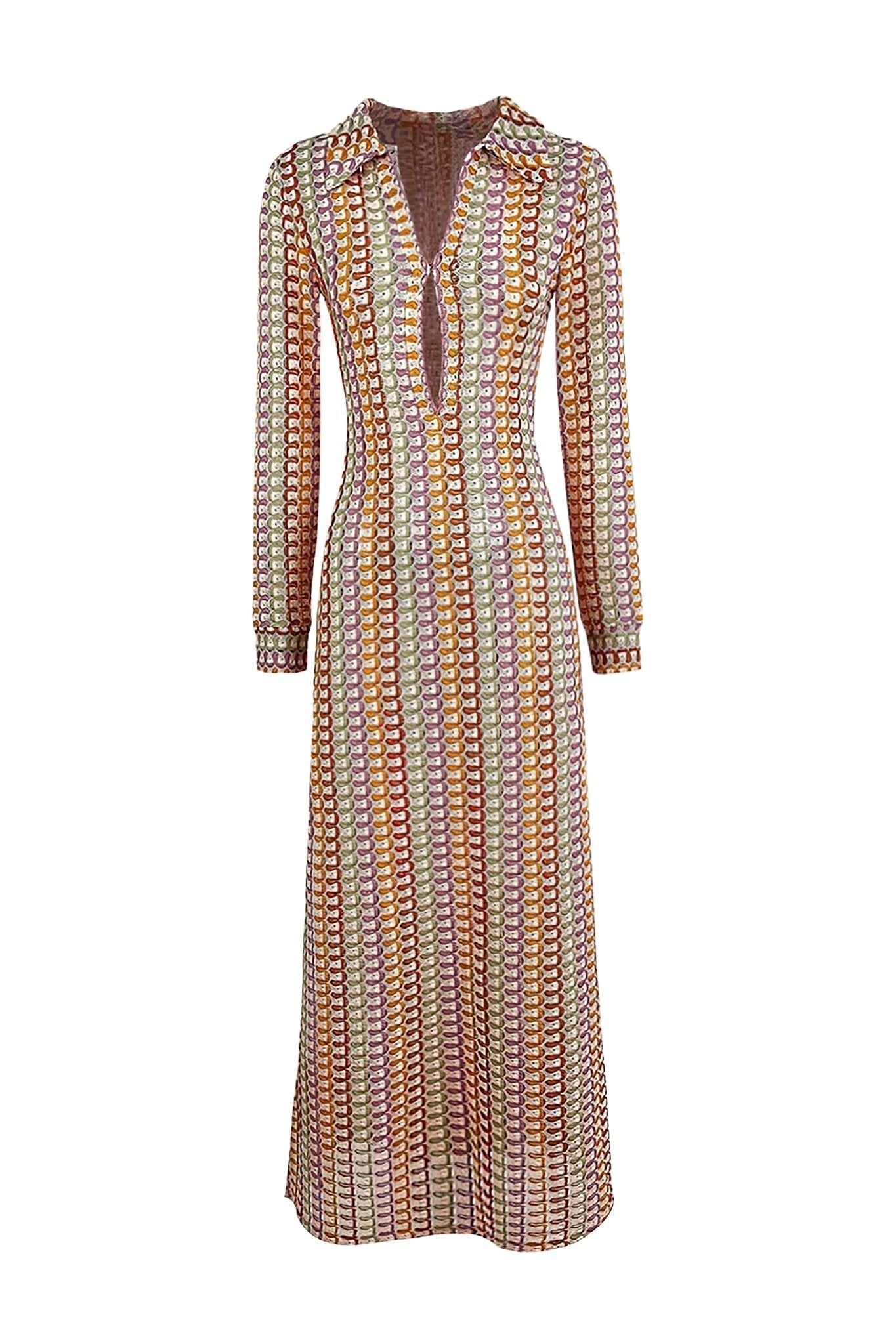 Wanda Timeless Crochet V Neck Collar Maxi Dress Designer Edit