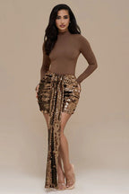 Sequin Patchwork Top Mini Skirt Set