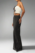 Polka Dot Pencil Slim Maxi Skirt