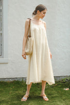 Vacation Linen Cotton Flowy Midi Dress