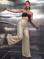 black sequin stretch pants