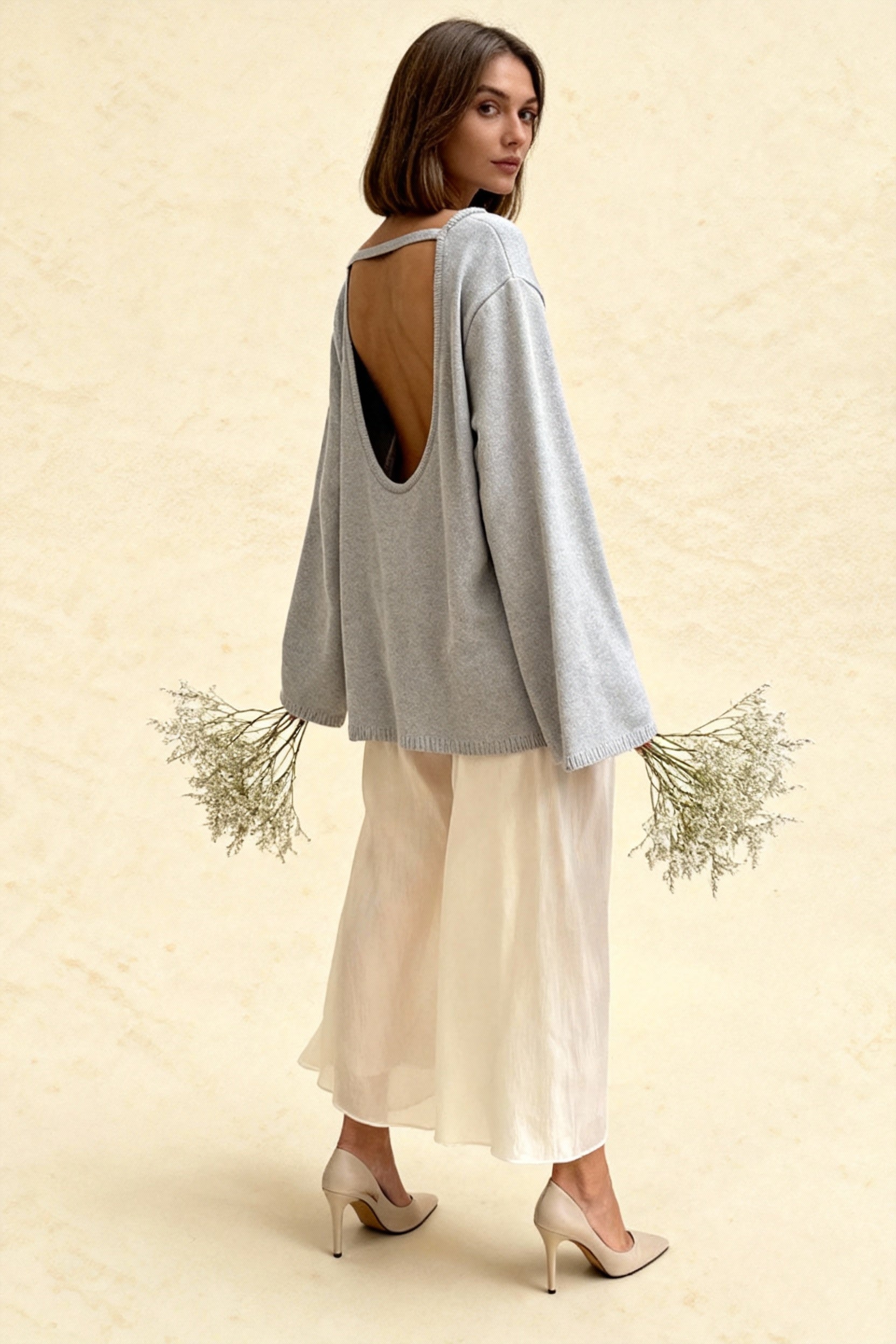 Cotton Loose Fit OffShoulder Knit Sweater