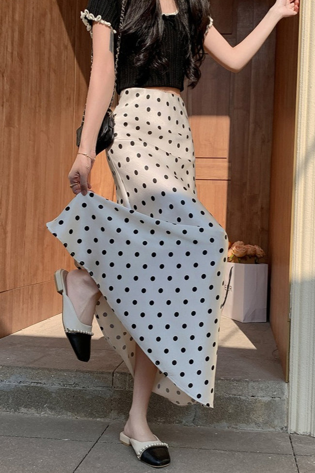HighWaist Polka Dot Fish Tail Skirt