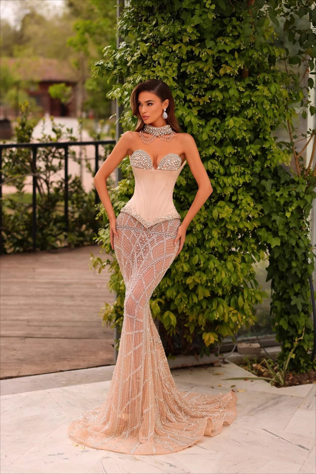 Beaded Sequin Bodycon Gown Prom Dress