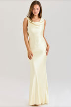Elegant Satin Sleeveless OffShoulder Bodycon Solid Formal Dress