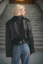 Street Style Cropped Leather Coat