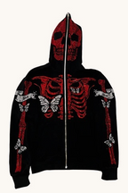 Cartoon Print Camo Panel Zip Youthful Casual Hoodie