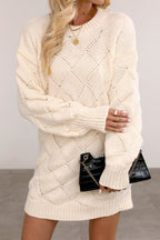 Argyle Knit Bodycon Sweater Dress