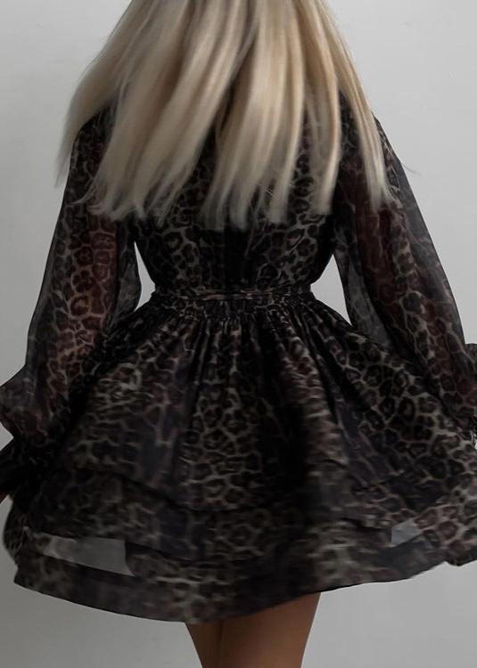 Fierce Elegance Leopard Print Chiffon Dress