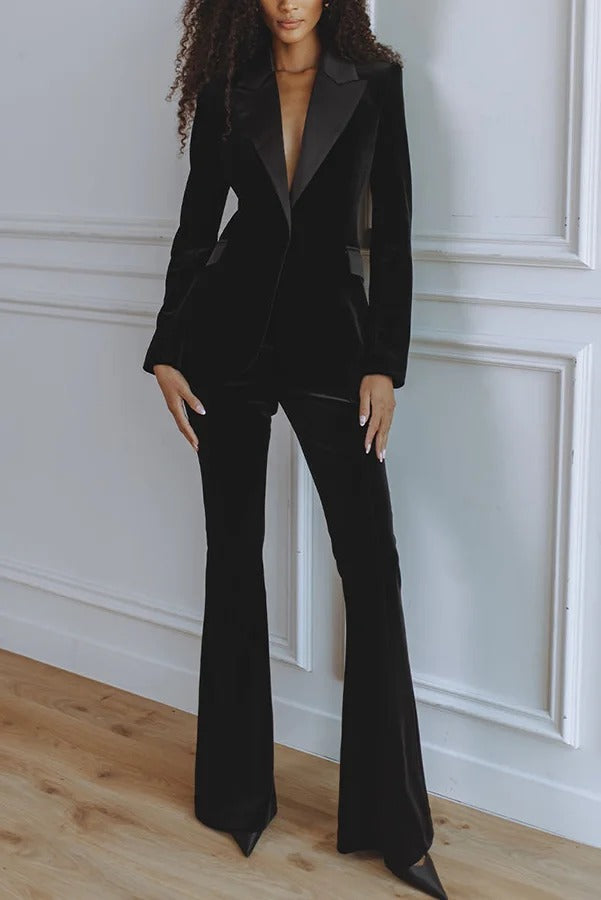 Delicate Daze Velvet High Rise Elastic Waist Flare Pants