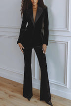 Delicate Daze Velvet High Rise Elastic Waist Flare Pants