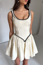Spaghetti Strap Waist-Tie Elegant Mini Dress