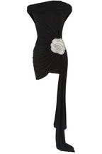 Olexia Asymmetric Embroidered Rose Mini Dress