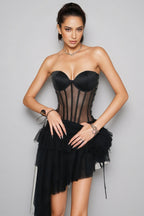 Wenrey Strapless Lace-Up Midi Dress Set