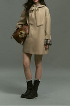 Plaid Blend Bow Front Coat