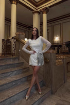 Back Ruffle Cut Out Hot Girl Sequin Dress