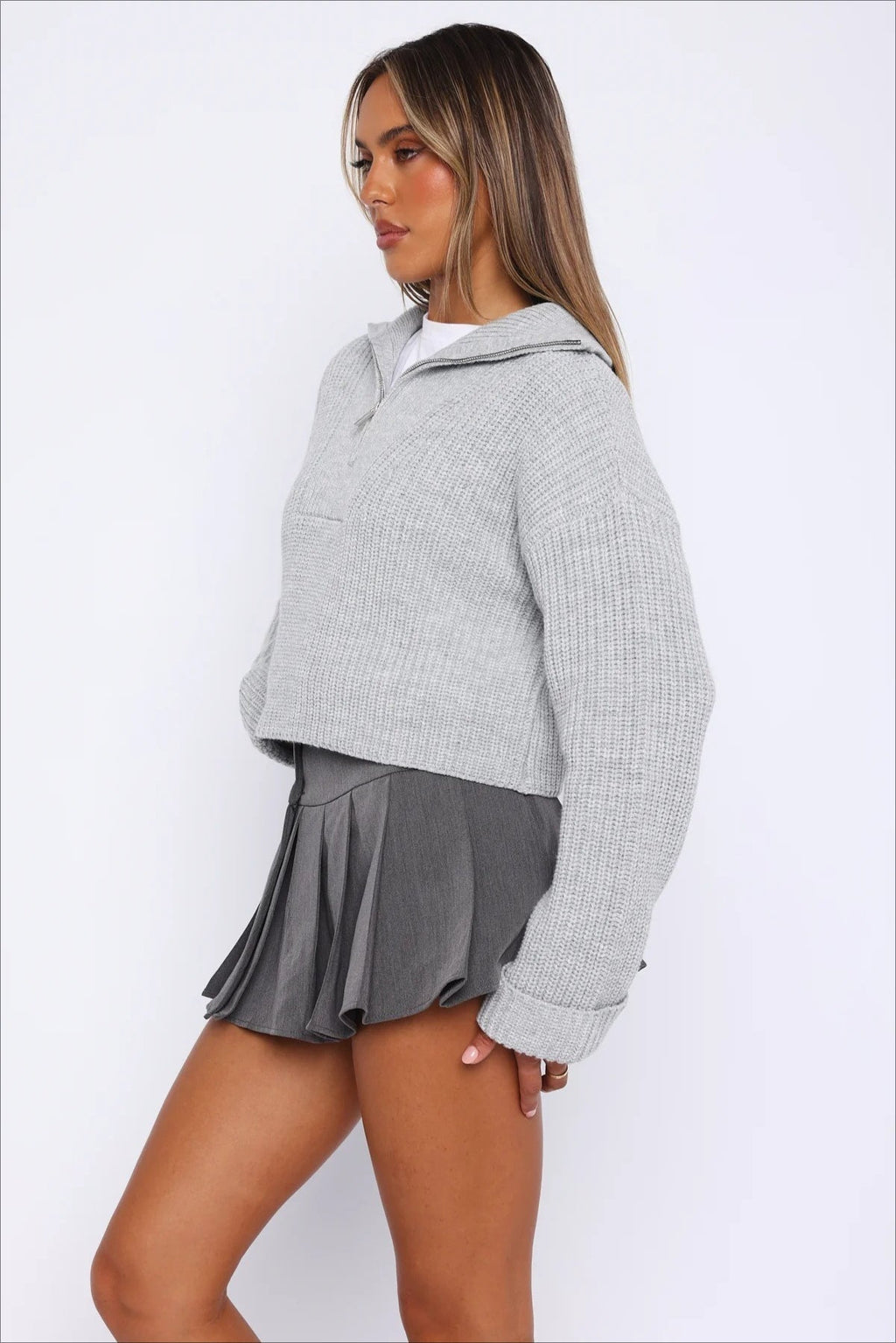 Zip Neck Knit Sweater