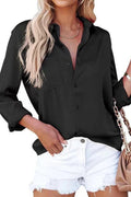 Solid Long Sleeves Button Up Satin Shirt