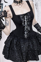 Square Neck Tie Gothic Dress