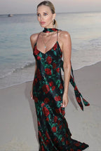 Halter Backless High Waist Print Maxi Dress
