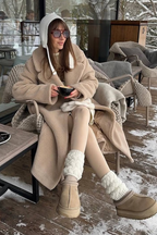 Extended Sherpa Fleece Warm Fuzzy Overcoat