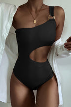 Stylish One-shoulder Waist Cutout Elastic One-piece Swimsuit