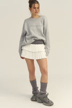 Slim-Fit Graphic Letter Print Versatile Knit Sweater