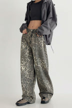Vintage Leopard High Waist Wide Leg Pants