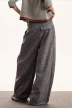 Vertical Stripe Pleated Draped Rebel Chic Wide Leg Pants