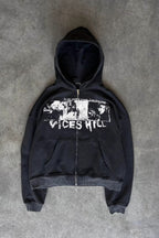 Digital Pattern Print Zip Hoodie