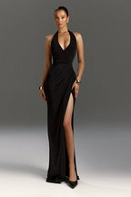Ruched Halter Backless Party Dress