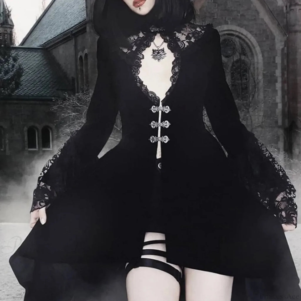 Deep-Neck Empty Flare Mini Garment