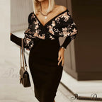 Deep - Party - V-Neck Plaid Gown Long Hip Streetwear Arm Spring Casual Autumn Gown Striped Vestidos