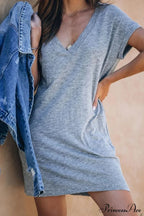 Deep T-shirt V-neck Dress