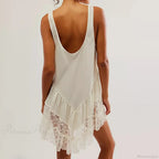Deep U-Neck Ruffled Mini Dress