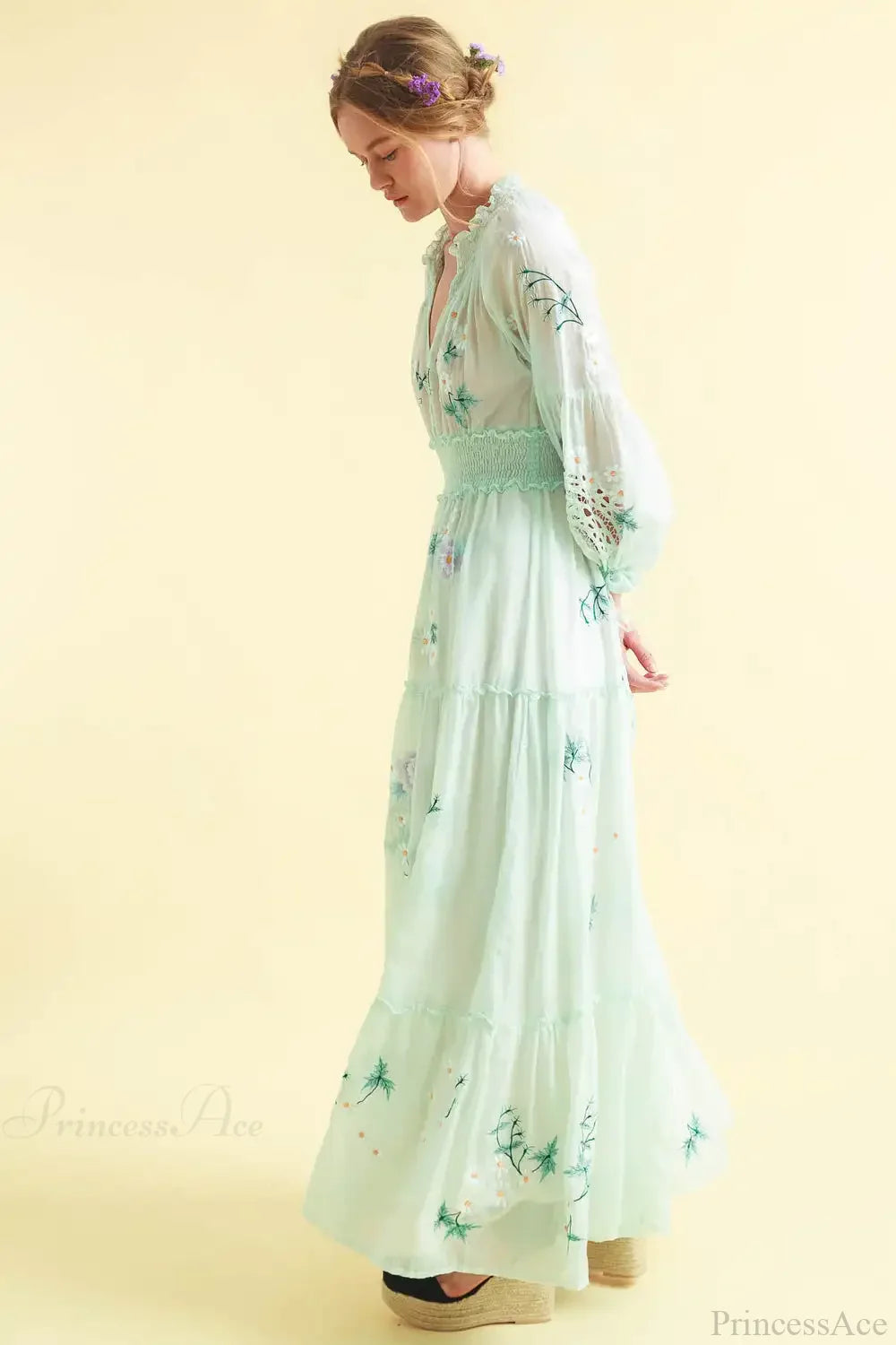 Deep V Long Sleeve Casual Dress