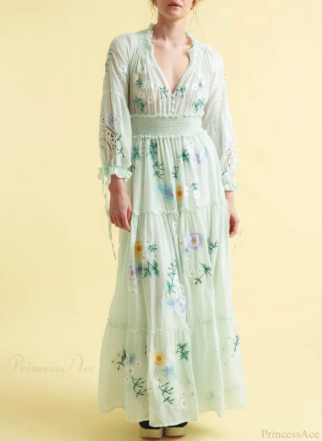 Deep V Long Sleeve Casual Dress