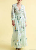 Deep V Long Sleeve Casual Dress