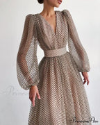 Deep V-Neck Big Hem Dresses