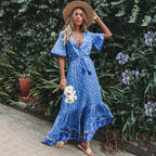 Deep V-neck Floral Boho Summer Dress