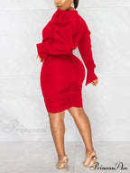 Deep V-neck Front Trendy Tie Mini Dress