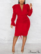 Deep V-neck Front Trendy Tie Mini Dress
