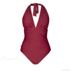 Deep V-neck Halter Backless One Piece Set
